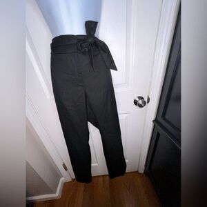 NWT Loft Women’s 6 Black Knit Straight Leg Mid Rise Trouser Dress Pants S Belt